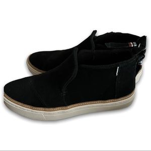 Toms Paxton Black Shoes Size 8 Slip on High top Chukka Sneakers Women